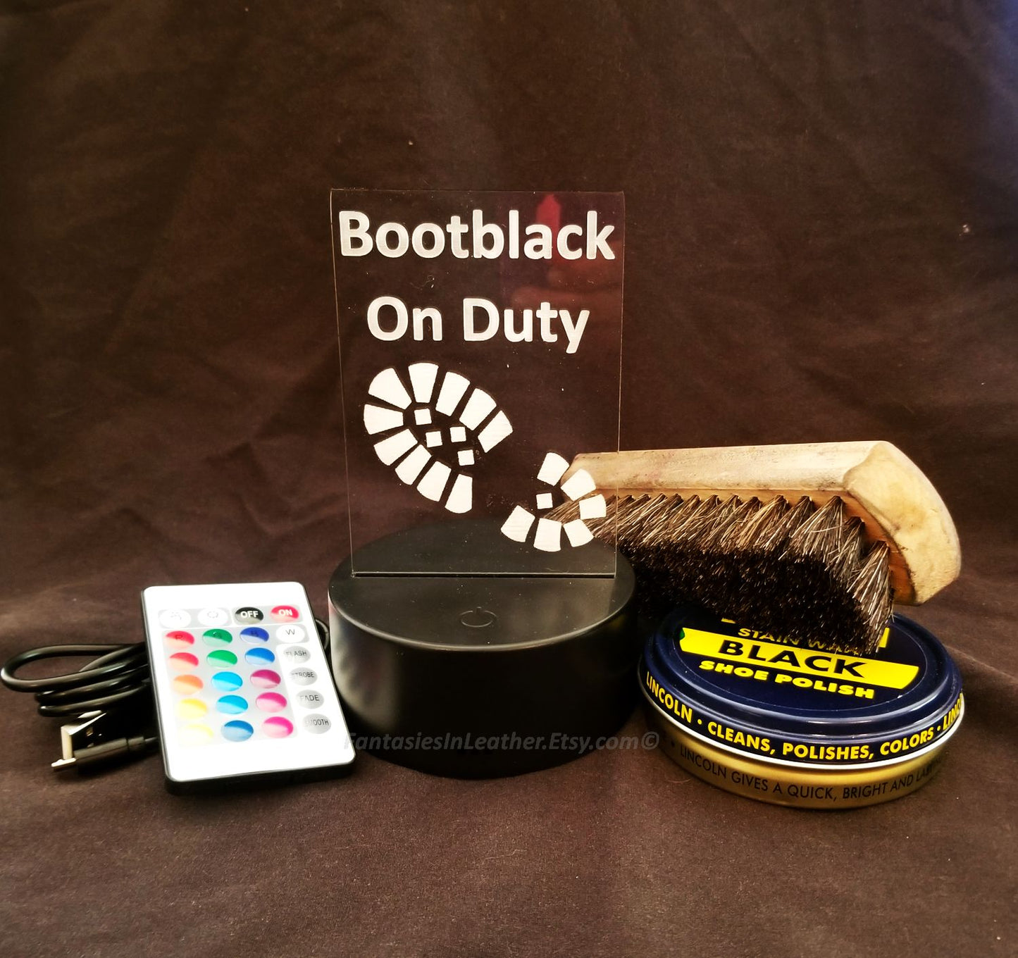 LED Color Changing Light Up Acrylic Bootblack Sign