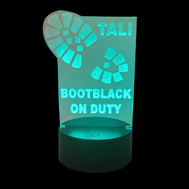 LED Color Changing Light Up Acrylic Bootblack Sign - BOOT - Custom Personalized