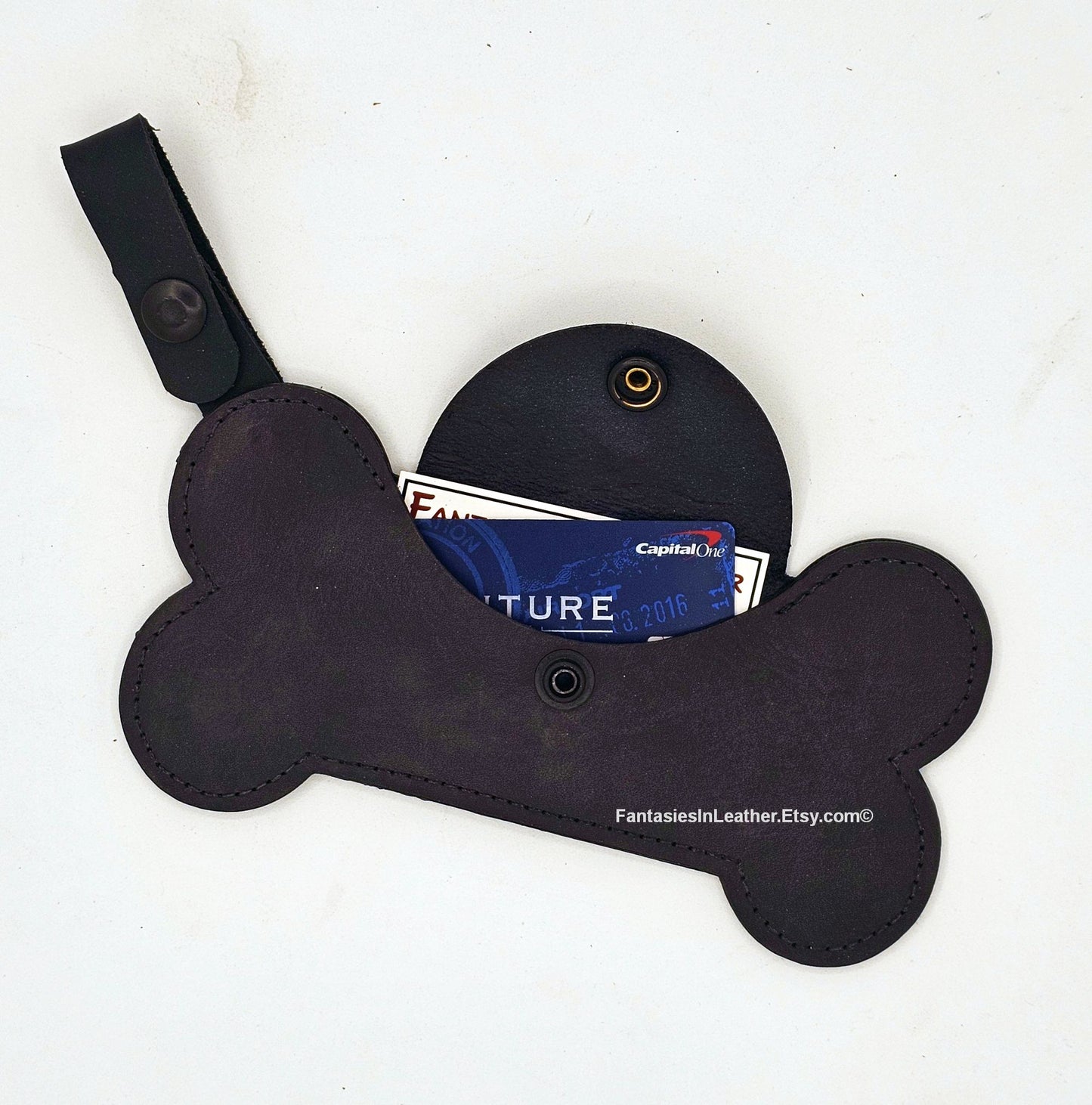 Puppy Bone Leather Card Holder Wallet