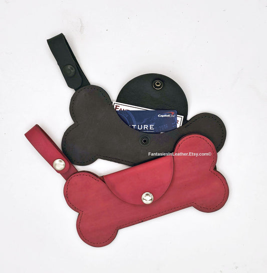 Puppy Bone Leather Card Holder Wallet