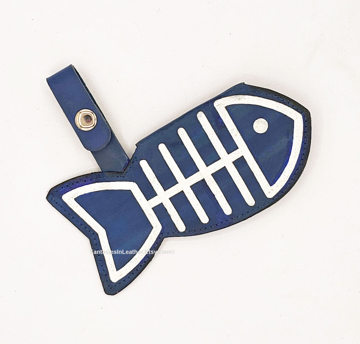 Fish Bone Leather Card Holder Wallet - Kitten Approved