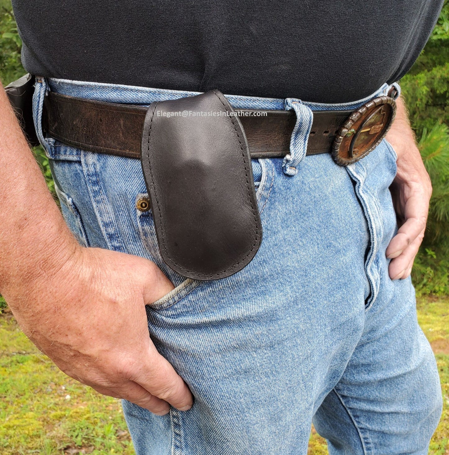 Snap Over Leather Coin Change Holder / Sap - Personalized