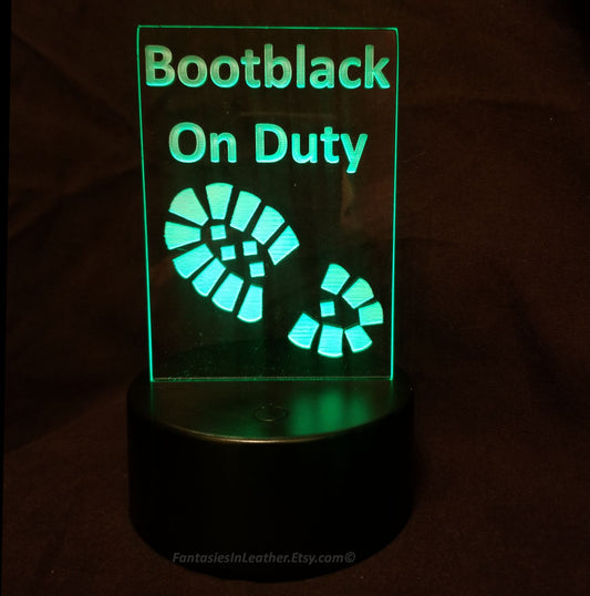 LED Color Changing Light Up Acrylic Bootblack Sign