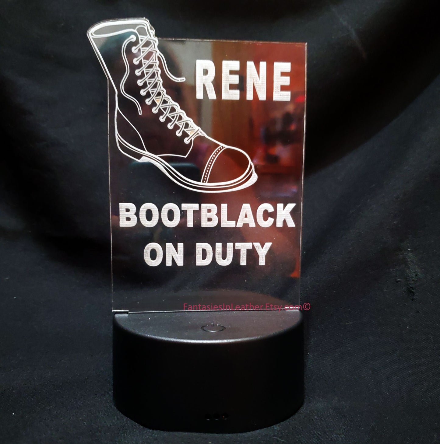 LED Color Changing Light Up Acrylic Bootblack Sign - BOOT - Custom Personalized