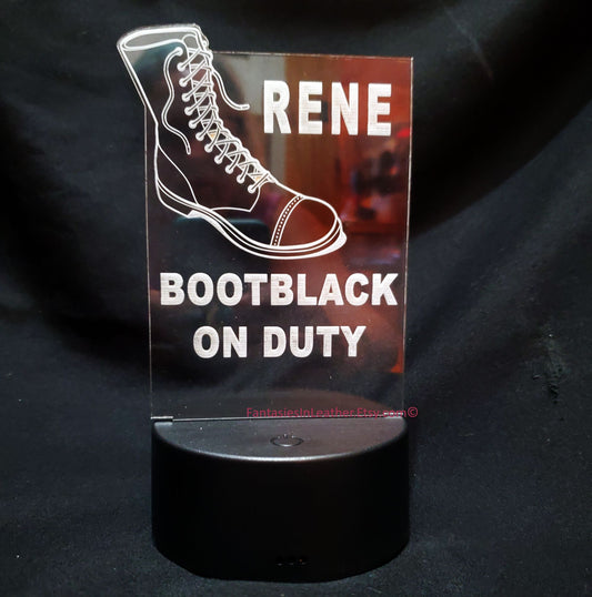 LED Color Changing Light Up Acrylic Bootblack Sign - BOOT - Custom Personalized