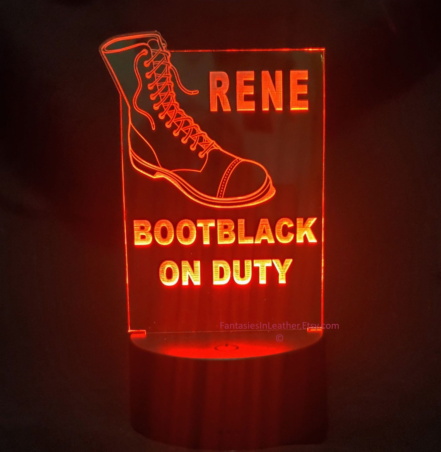 LED Color Changing Light Up Acrylic Bootblack Sign - BOOT - Custom Personalized