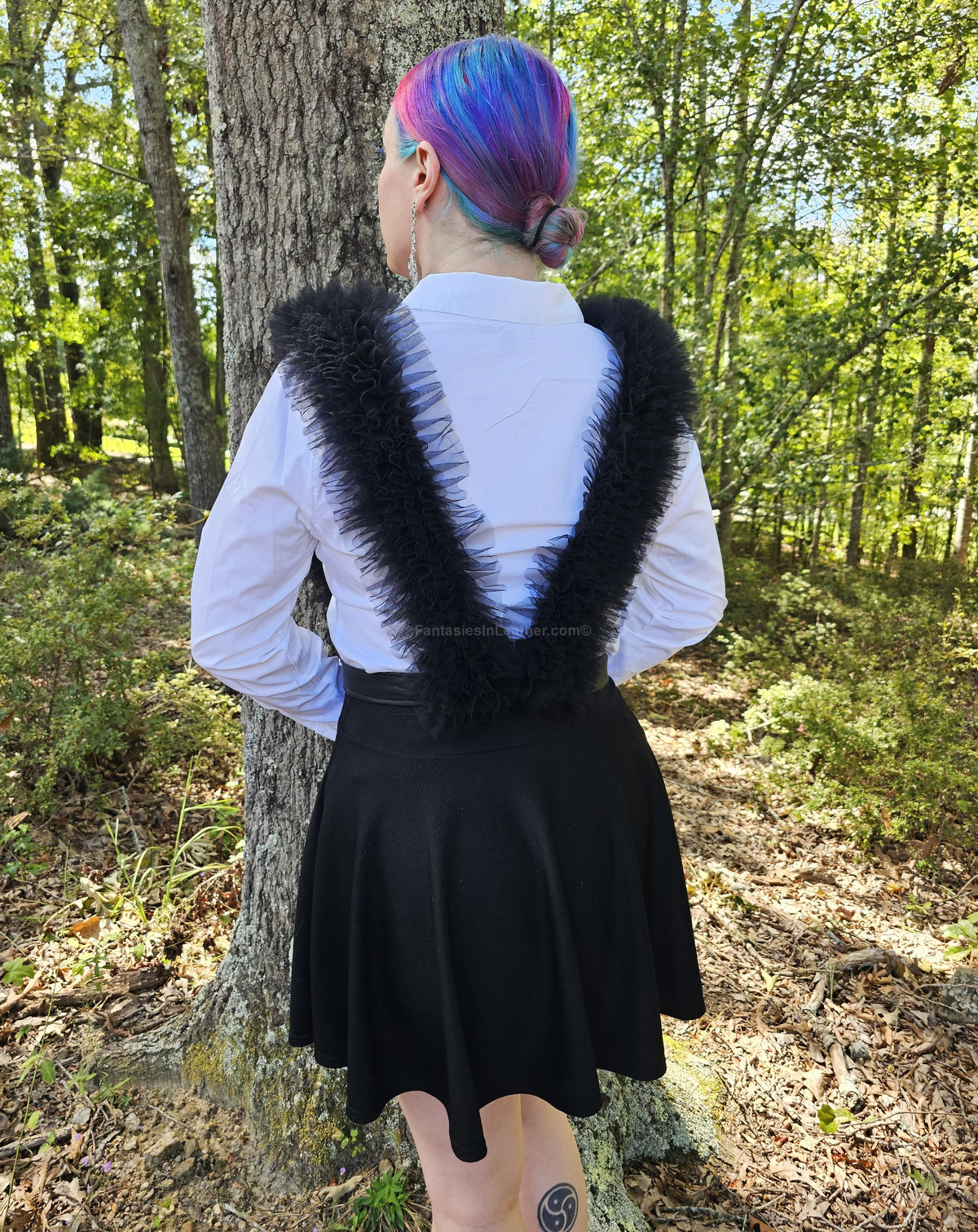 Opulent Leather & Ruffled Tulle Harness